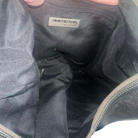 Americana by Sharif Metallic Gray Leather Shoulder Crossbody Bag Slouchy Chic - Picture 16 of 16